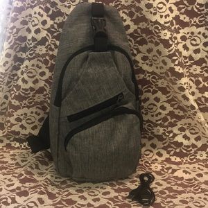 Gray Canvas Crossbody Sling Bag